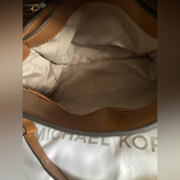 Michael Kors Gramercy Chain Embossed Leather Satchel Acorn Gold Bag - Picture 6 of 12